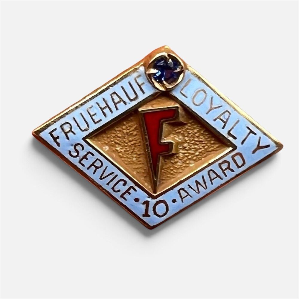 Vintage 10K Solid Gold FRUEHAUF Trailer Loyalty Service Award 10 Years Lapel Pin